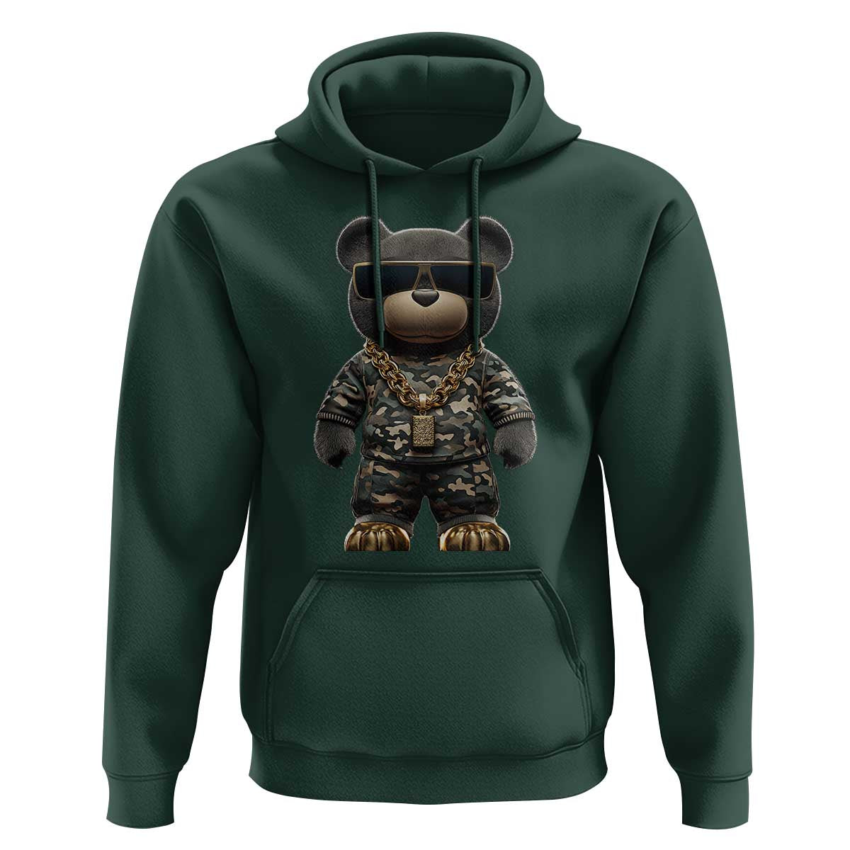 Hip Hop Teddy Bear Hoodie Camouflage Gangsta Streetwear