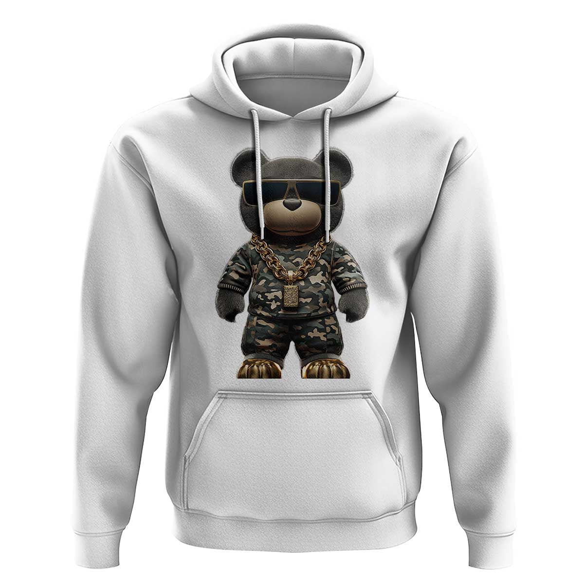 Hip Hop Teddy Bear Hoodie Camouflage Gangsta Streetwear