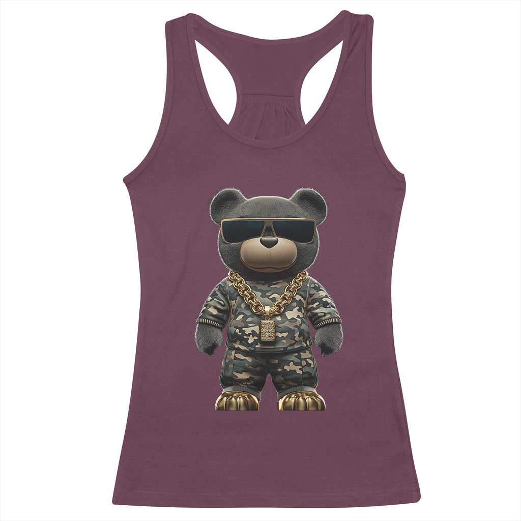 Hip Hop Teddy Bear Racerback Tank Top Camouflage Gangsta Streetwear