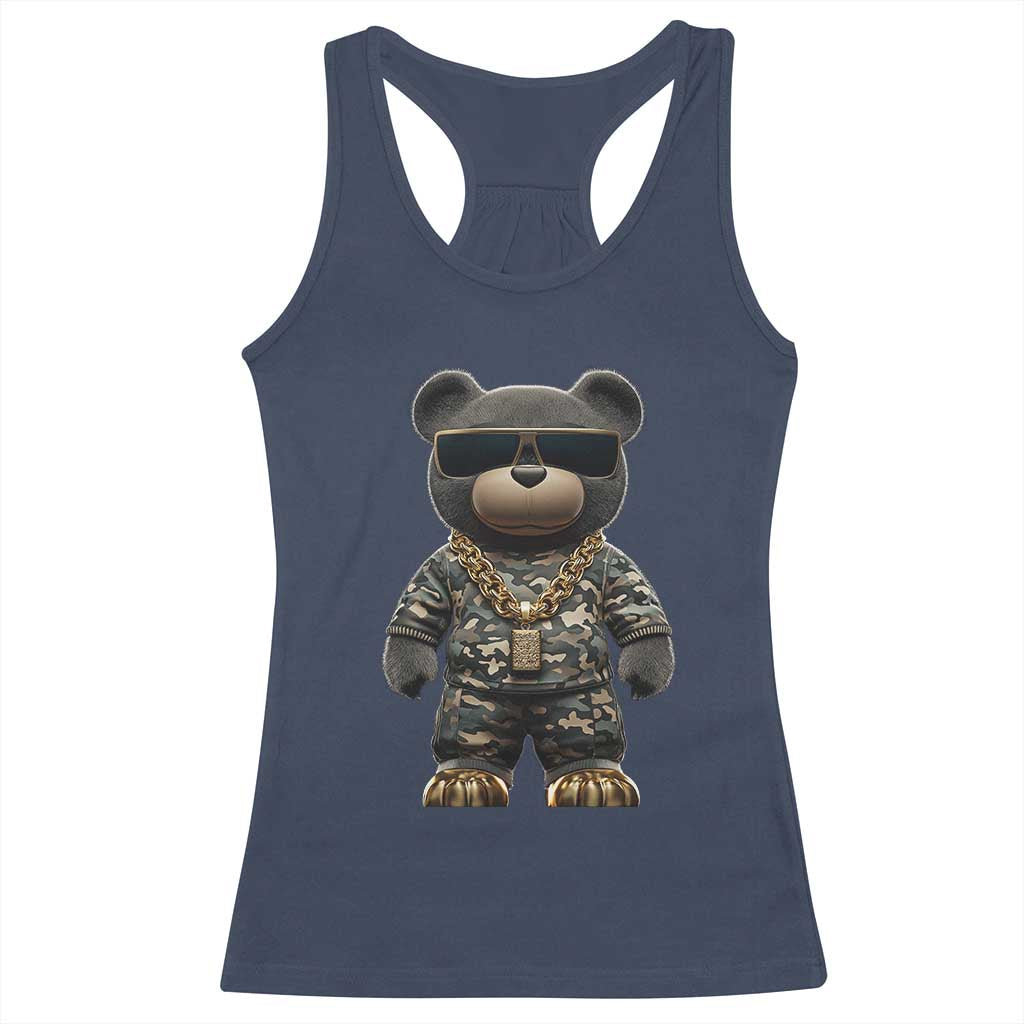 Hip Hop Teddy Bear Racerback Tank Top Camouflage Gangsta Streetwear