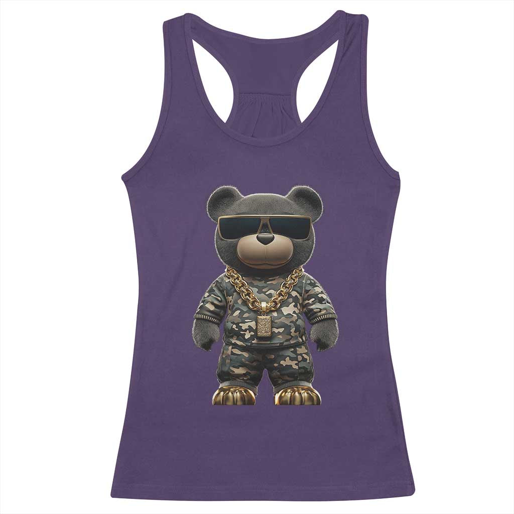 Hip Hop Teddy Bear Racerback Tank Top Camouflage Gangsta Streetwear