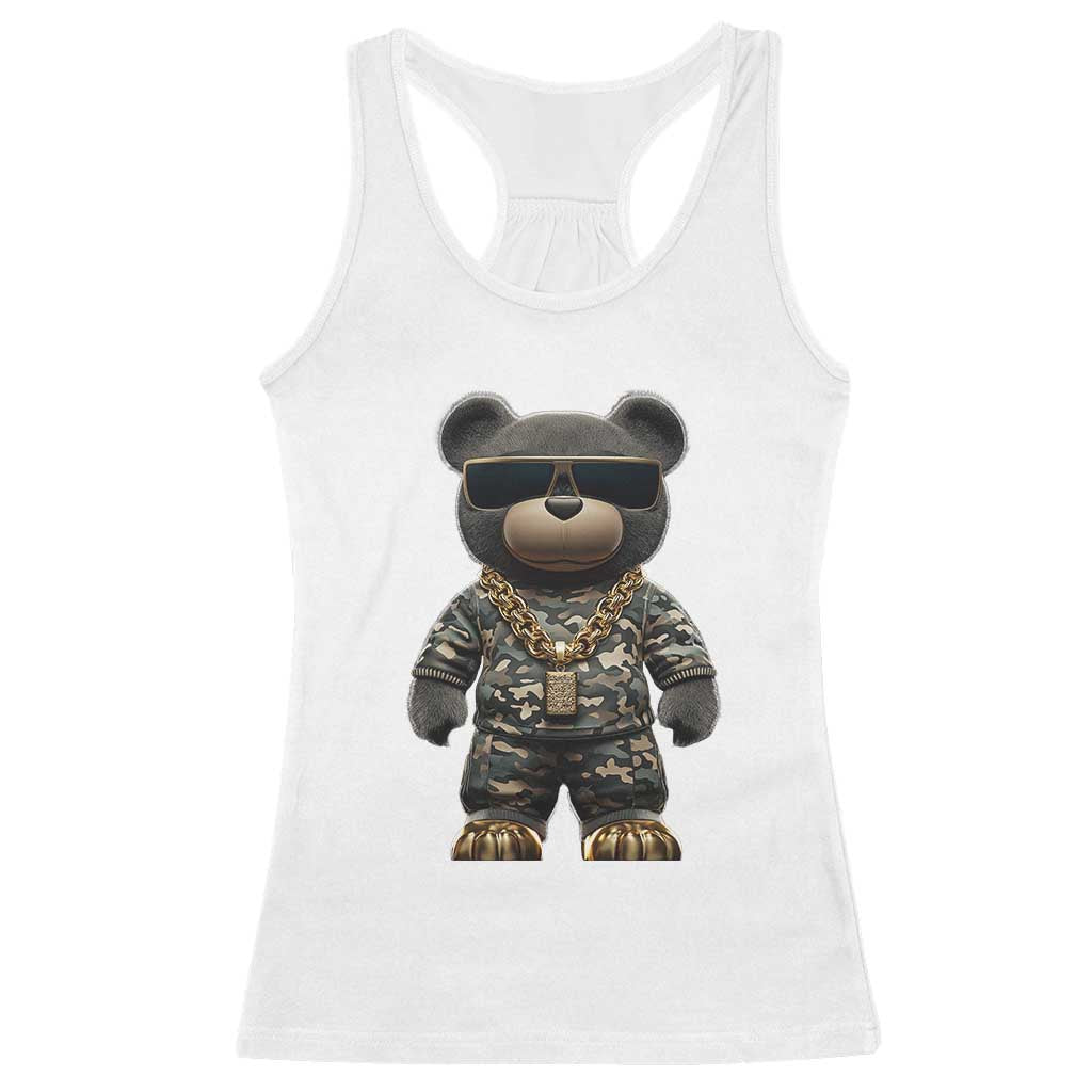 Hip Hop Teddy Bear Racerback Tank Top Camouflage Gangsta Streetwear