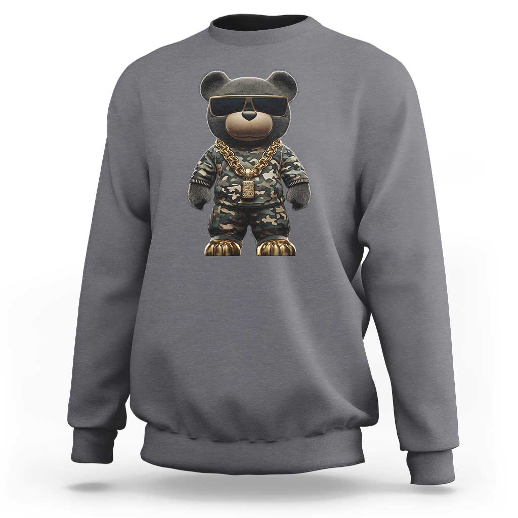 Hip Hop Teddy Bear Sweatshirt Camouflage Gangsta Streetwear