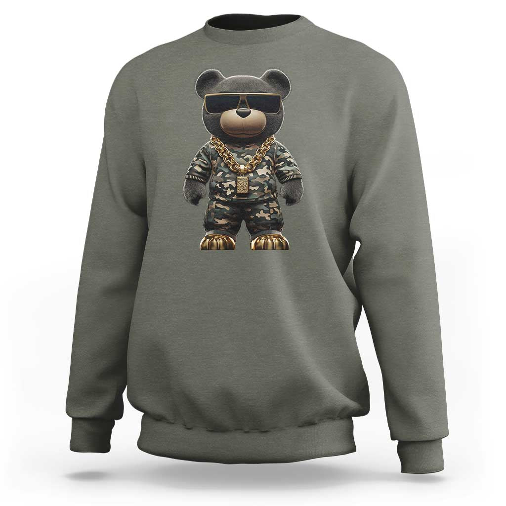 Hip Hop Teddy Bear Sweatshirt Camouflage Gangsta Streetwear