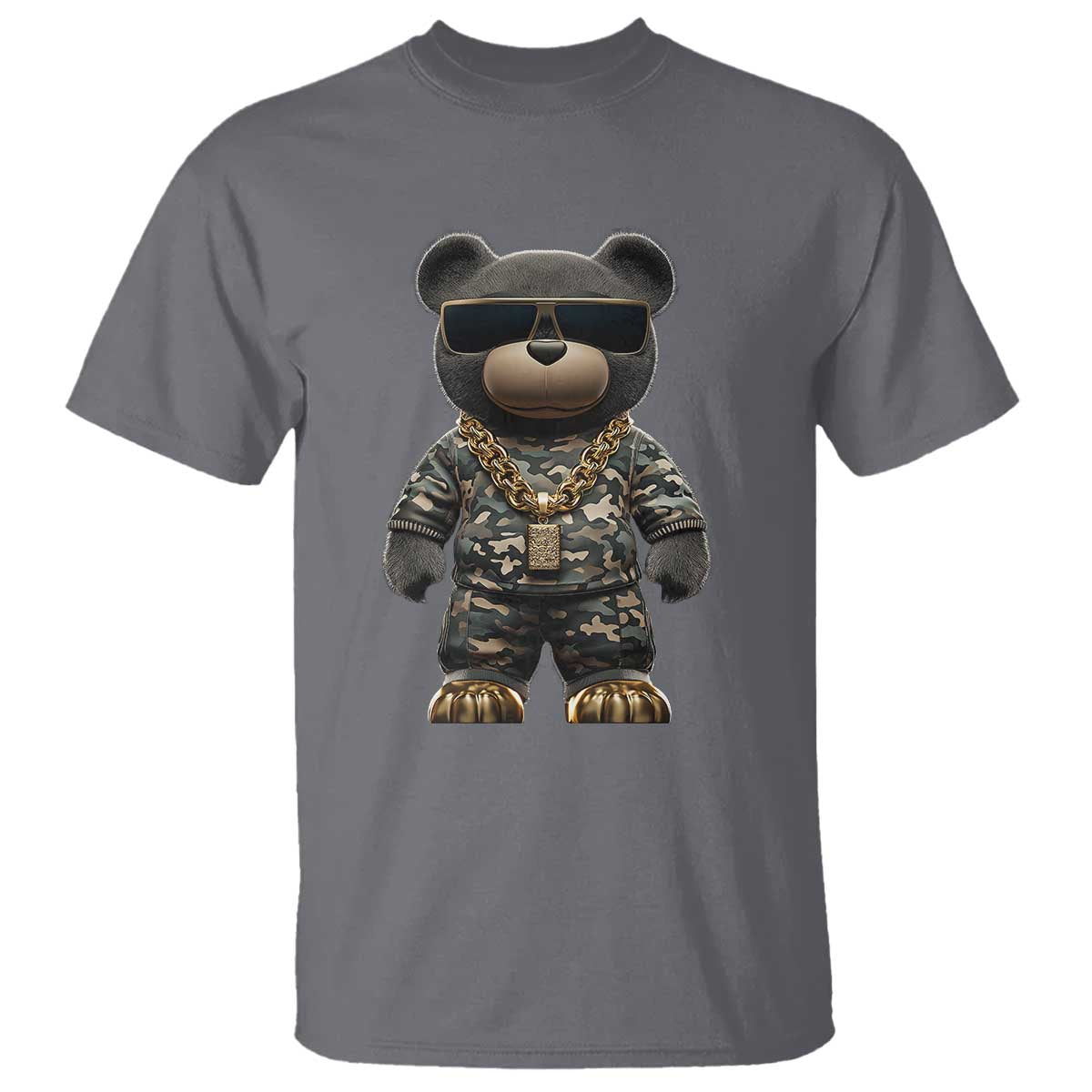 Hip Hop Teddy Bear T Shirt Camouflage Gangsta Streetwear