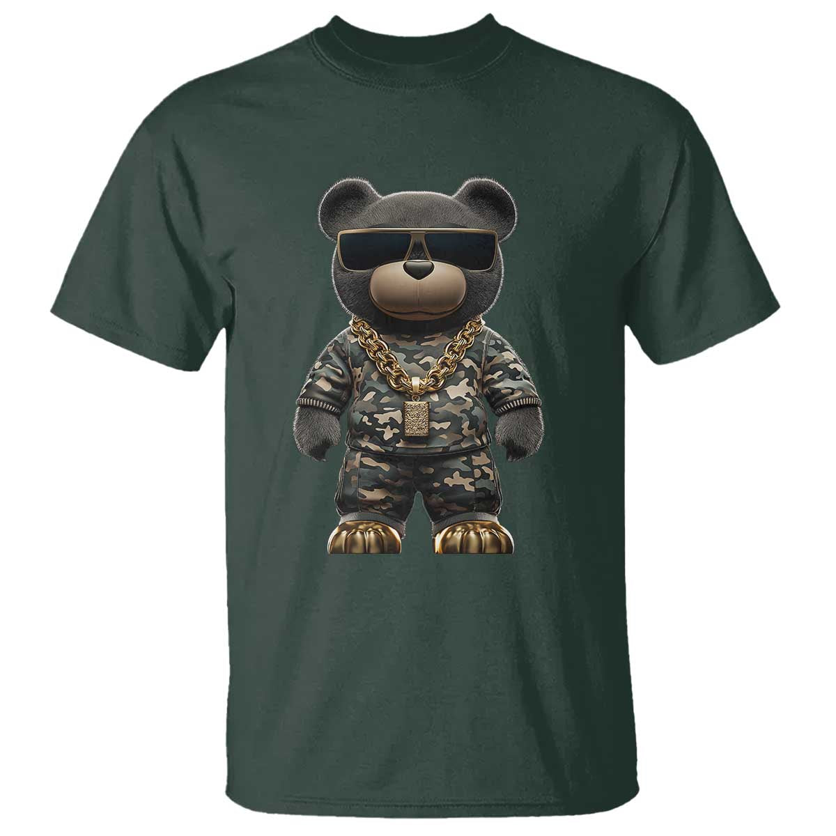 Hip Hop Teddy Bear T Shirt Camouflage Gangsta Streetwear