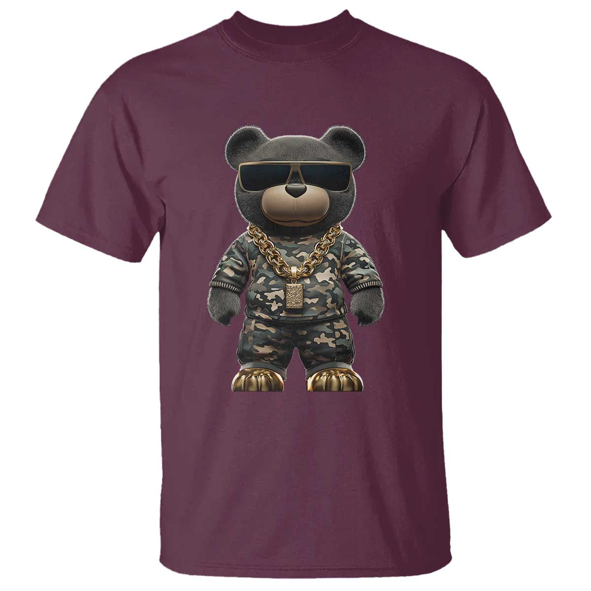Hip Hop Teddy Bear T Shirt Camouflage Gangsta Streetwear