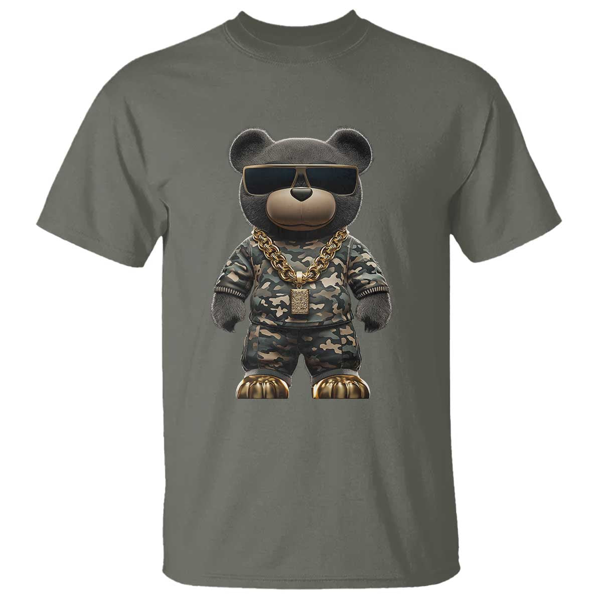 Hip Hop Teddy Bear T Shirt Camouflage Gangsta Streetwear