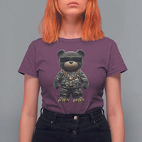 Hip Hop Teddy Bear T Shirt For Women Camouflage Gangsta Streetwear