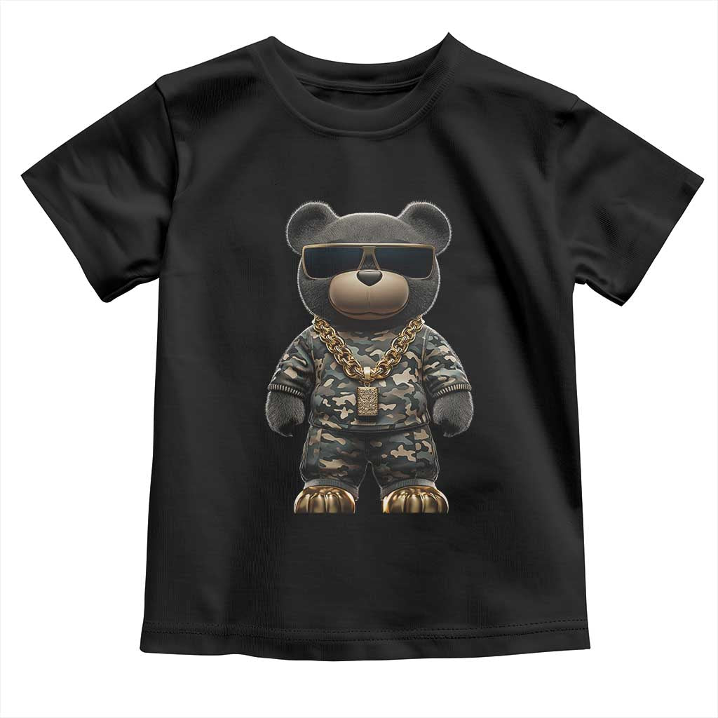 Hip Hop Teddy Bear Toddler T Shirt Camouflage Gangsta Streetwear