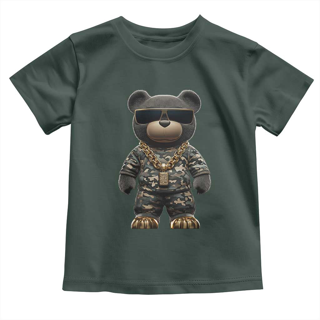Hip Hop Teddy Bear Toddler T Shirt Camouflage Gangsta Streetwear