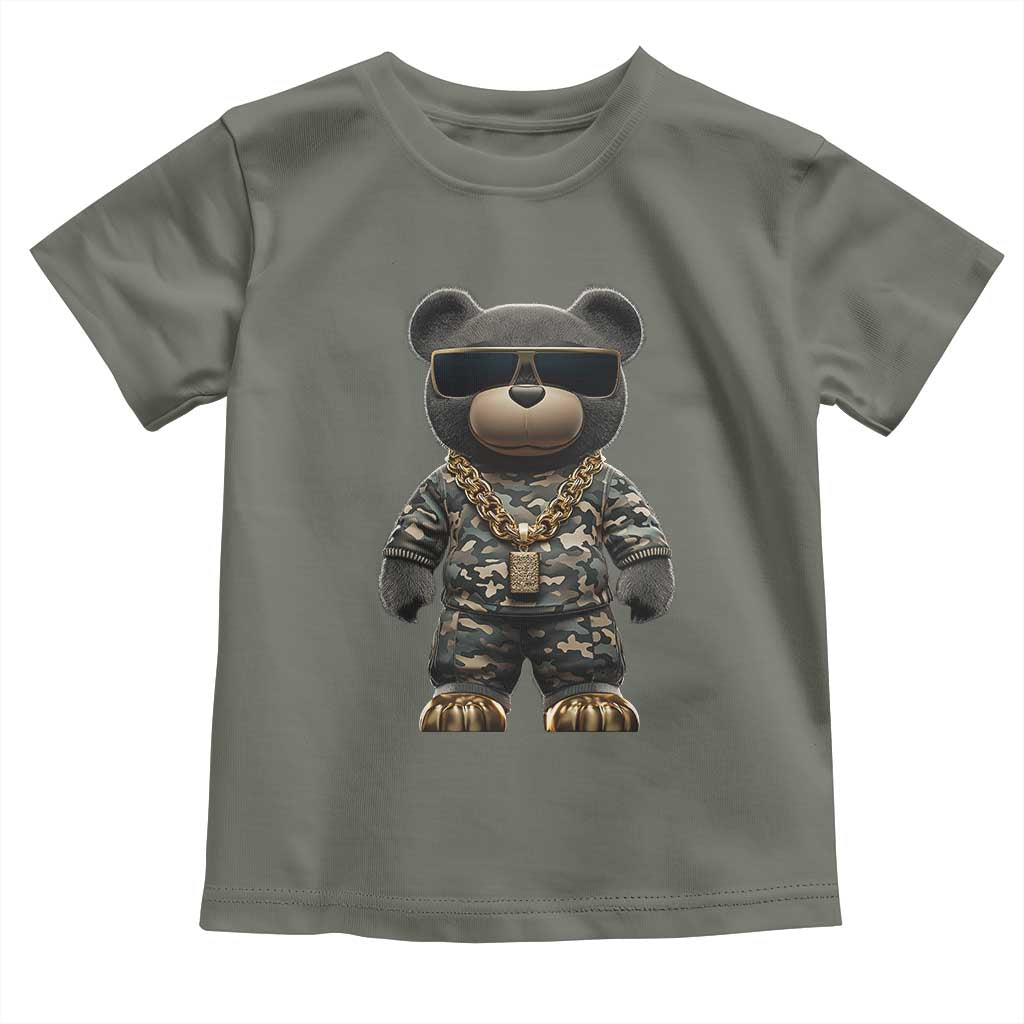 Hip Hop Teddy Bear Toddler T Shirt Camouflage Gangsta Streetwear