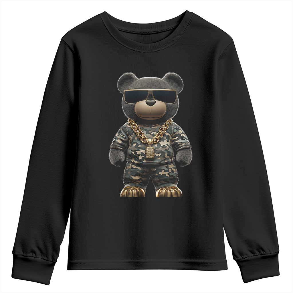 Hip Hop Teddy Bear Youth Sweatshirt Camouflage Gangsta Streetwear