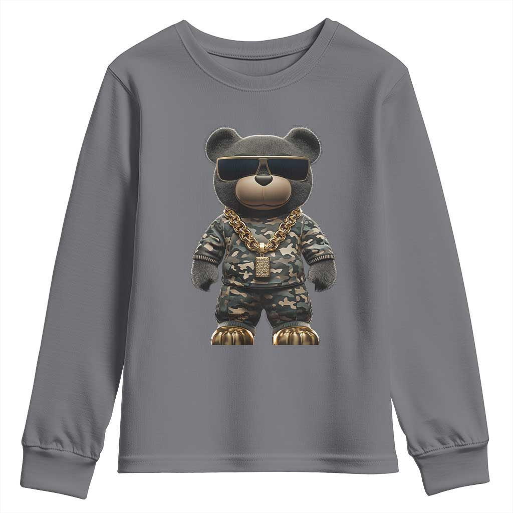 Hip Hop Teddy Bear Youth Sweatshirt Camouflage Gangsta Streetwear