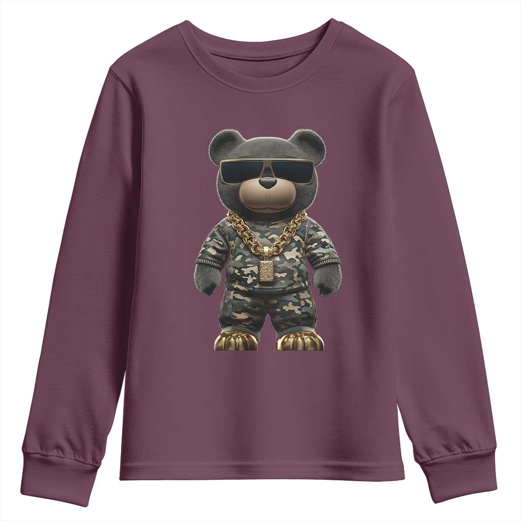 Hip Hop Teddy Bear Youth Sweatshirt Camouflage Gangsta Streetwear