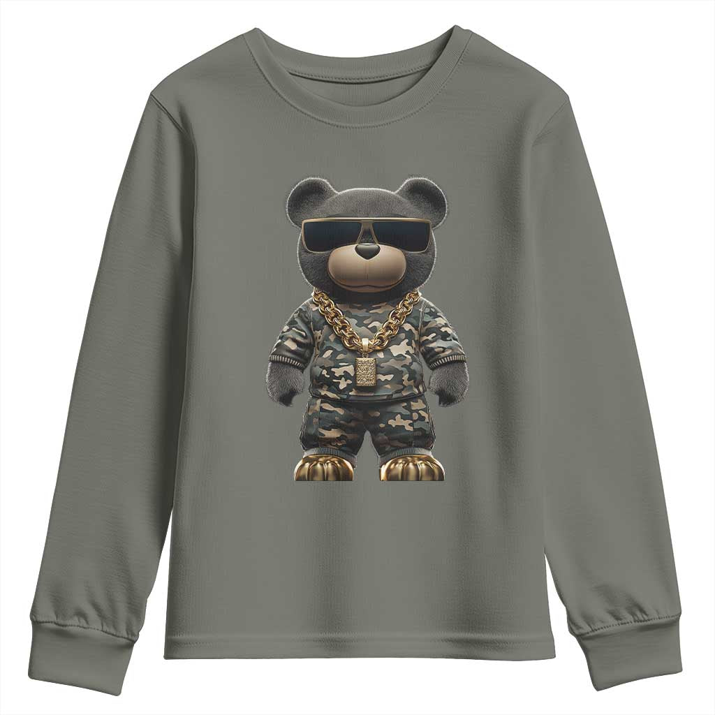 Hip Hop Teddy Bear Youth Sweatshirt Camouflage Gangsta Streetwear