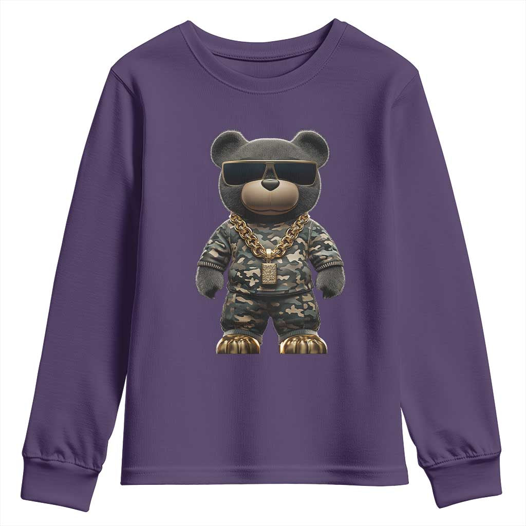 Hip Hop Teddy Bear Youth Sweatshirt Camouflage Gangsta Streetwear