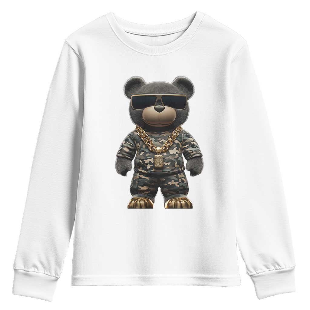 Hip Hop Teddy Bear Youth Sweatshirt Camouflage Gangsta Streetwear