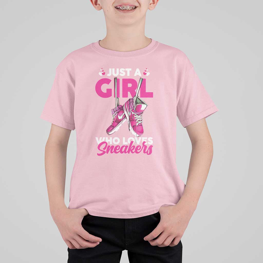 Just A Girl Who Loves Sneakers T Shirt For Kid