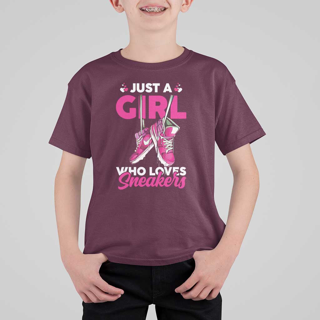 Just A Girl Who Loves Sneakers T Shirt For Kid