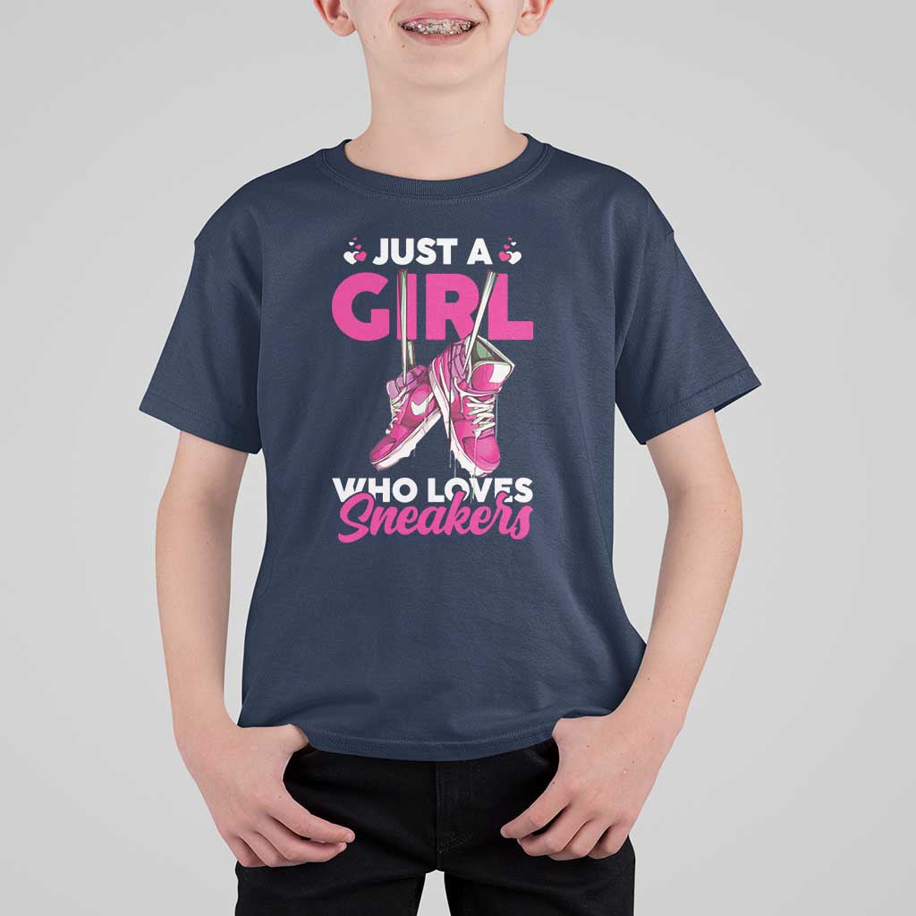 Just A Girl Who Loves Sneakers T Shirt For Kid