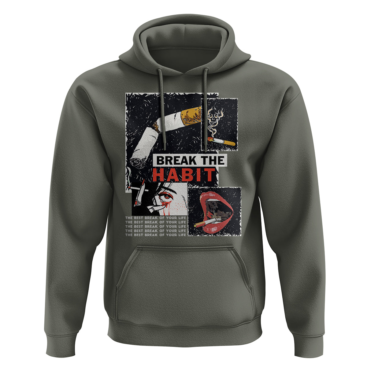 Anti Smoking Hoodie Break The Habit The Best Break Of Your Life - Wonder Print Shop
