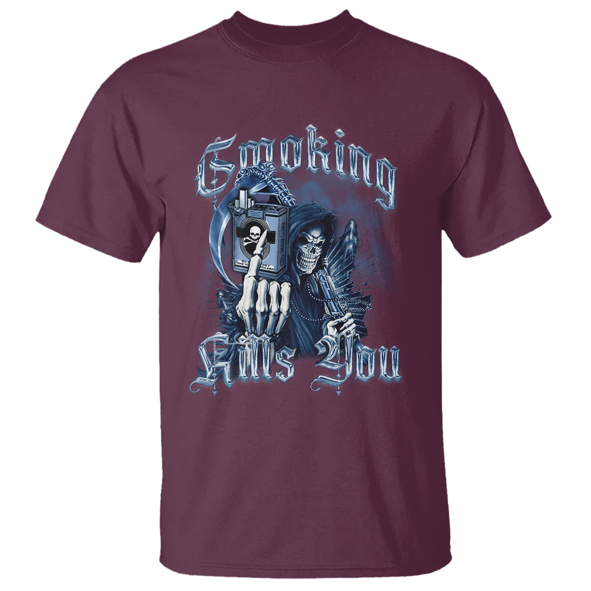 Anti Smoking T Shirt Smoking Kills You Skeleton Death - Wonder Print Shop