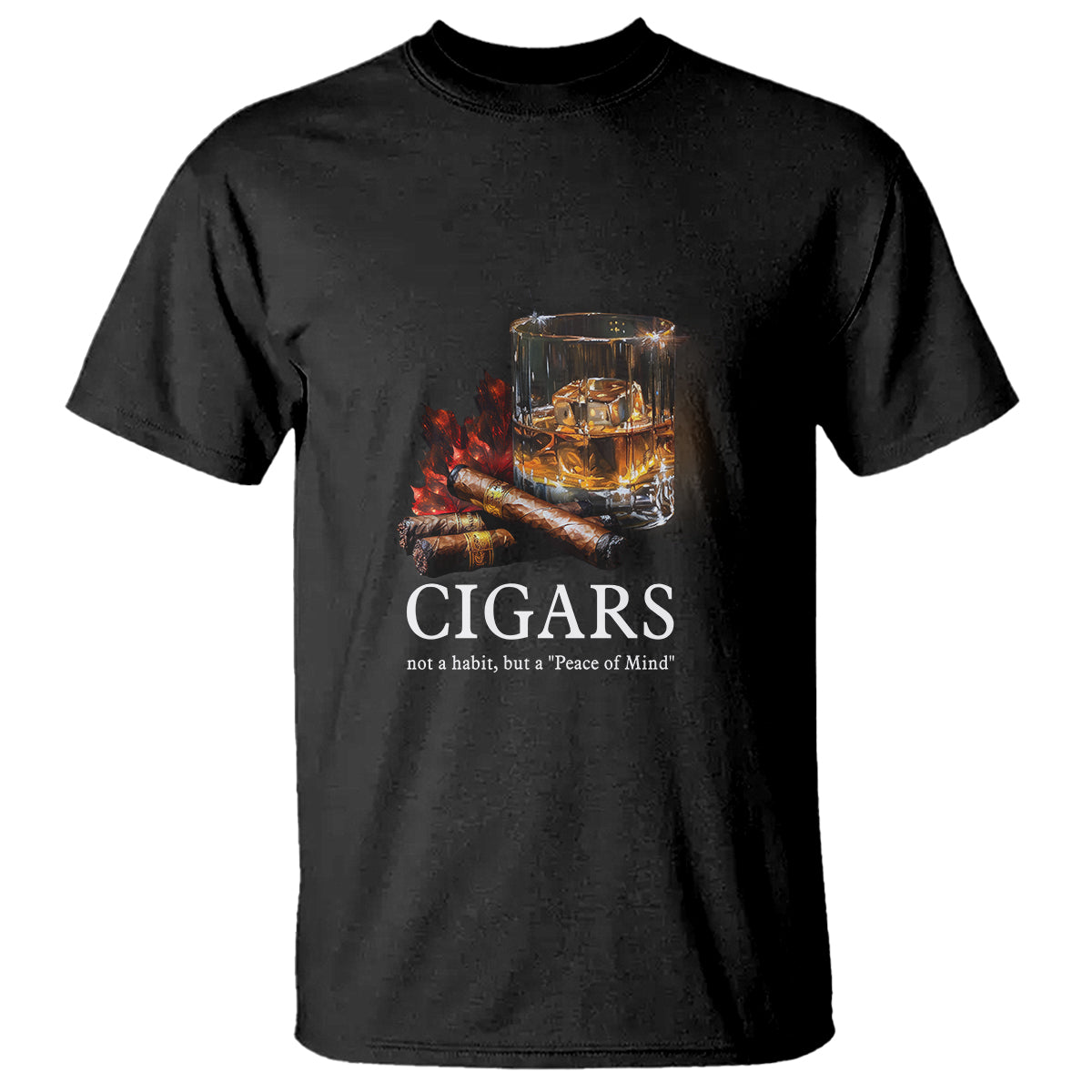 Cigar Lover T Shirt Not A Habit But A Peace of Mind - Wonder Print Shop