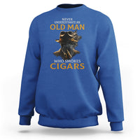 Never Underestimate An Old Man Who Smokes Cigars Sweatshirt - Wonder Print Shop