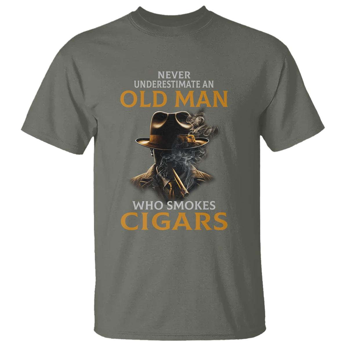 Never Underestimate An Old Man Who Smokes Cigars T Shirt - Wonder Print Shop