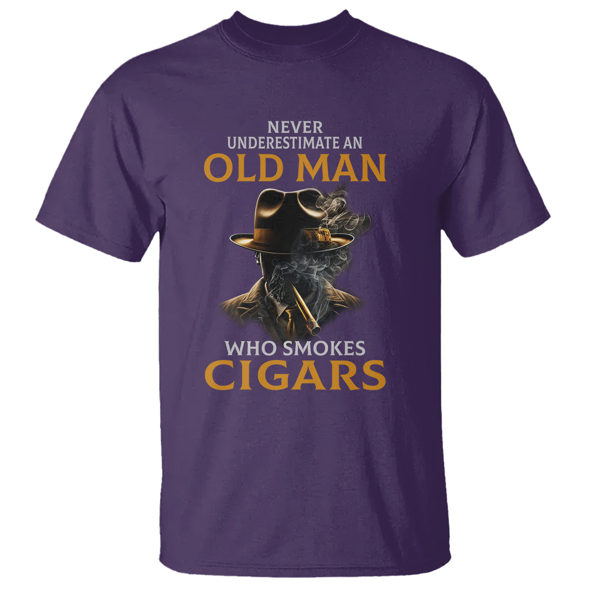 Never Underestimate An Old Man Who Smokes Cigars T Shirt - Wonder Print Shop