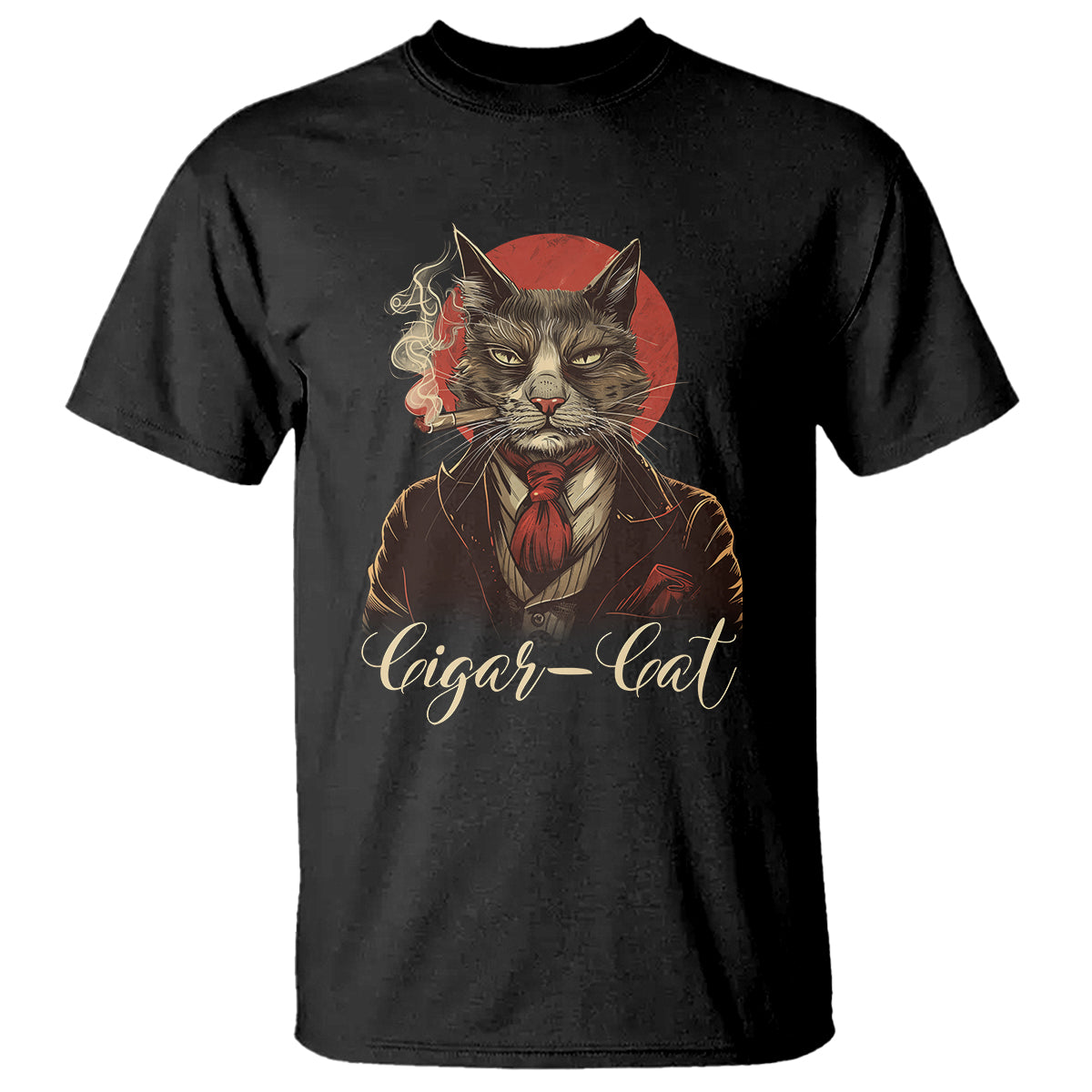 Cigar Smoker Cat Lover Cigarcat T Shirt - Wonder Print Shop