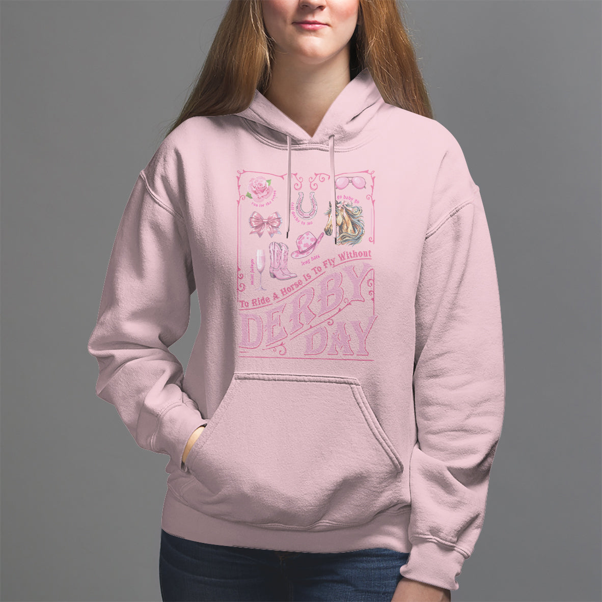 Coquette Bow Girly Derby Day Horse Racing Hoodie - Wonder Print Shop