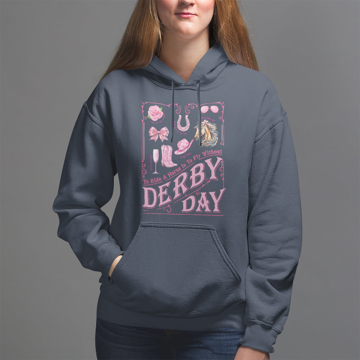 Coquette Bow Girly Derby Day Horse Racing Hoodie - Wonder Print Shop
