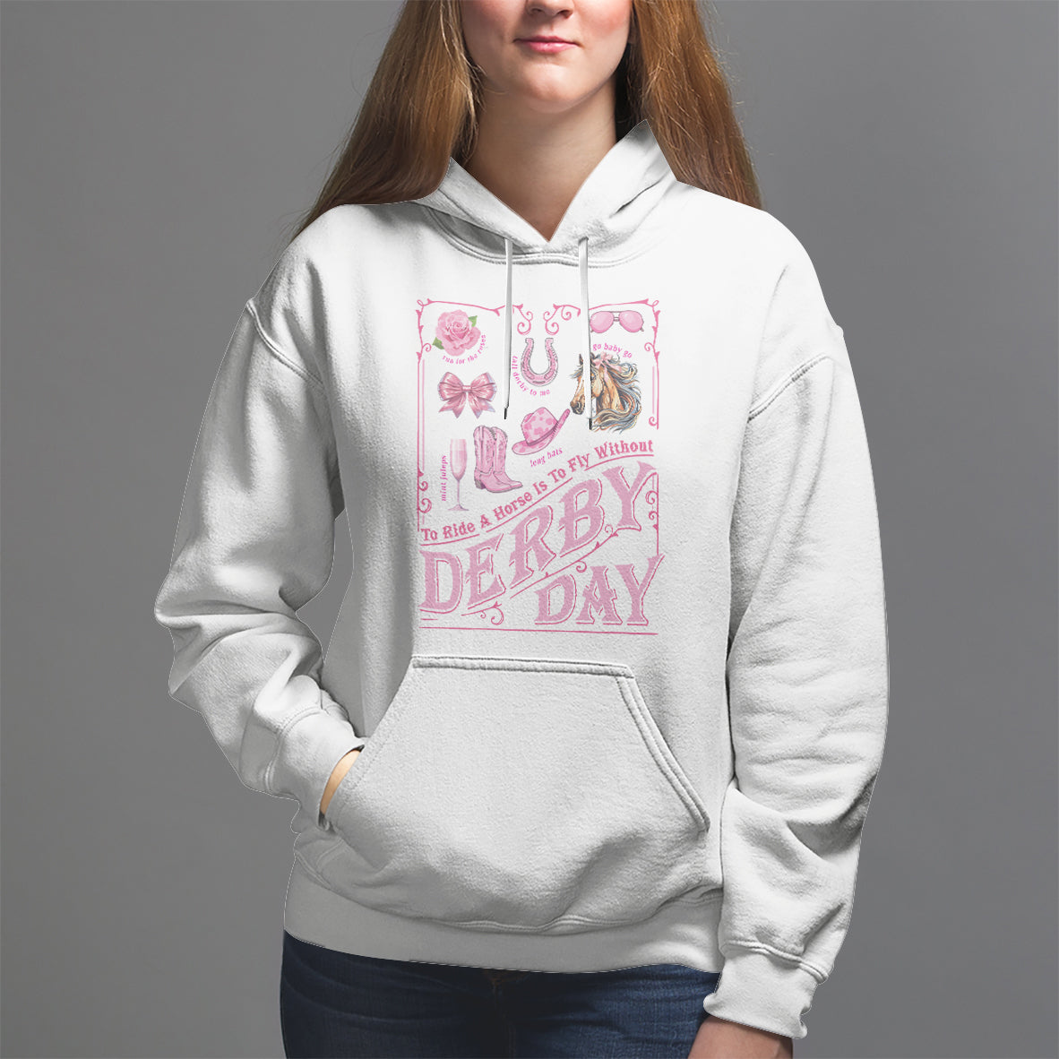 Coquette Bow Girly Derby Day Horse Racing Hoodie - Wonder Print Shop