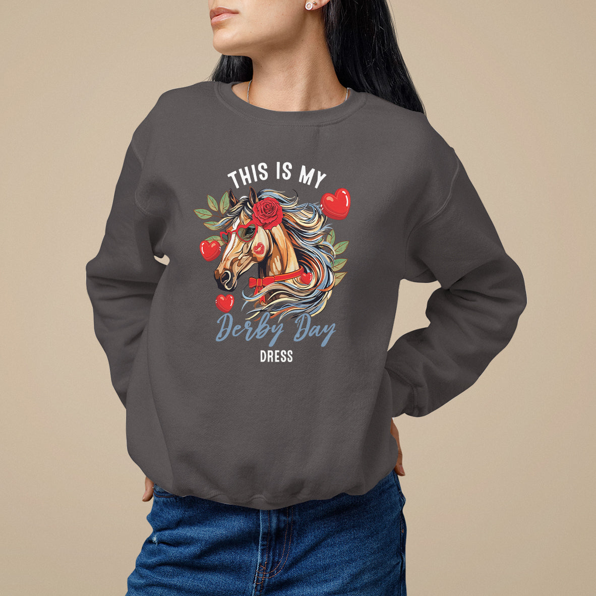 Horse Racing Sweatshirt This Is My Derby Day Dress Girls Women - Wonder Print Shop
