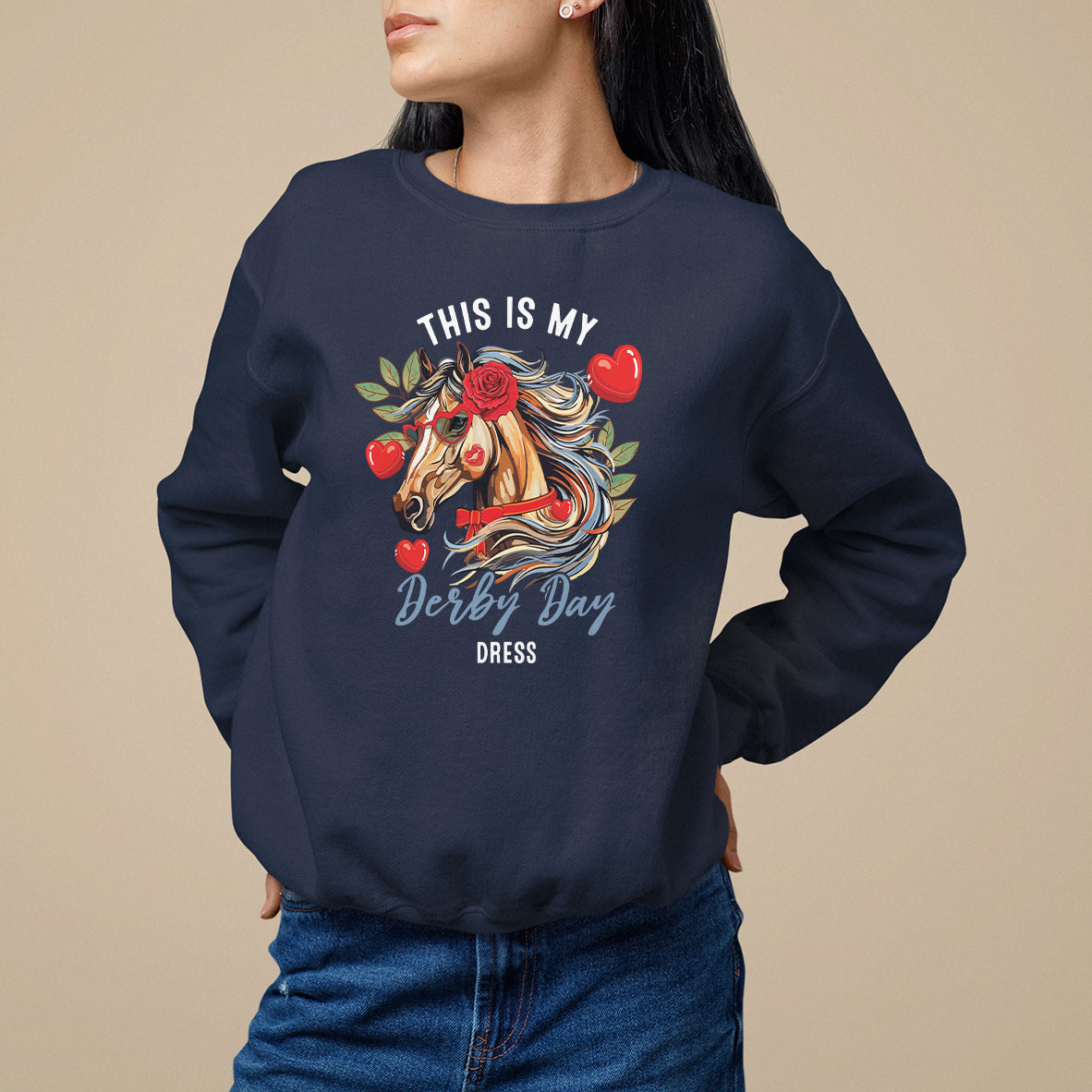 Horse Racing Sweatshirt This Is My Derby Day Dress Girls Women - Wonder Print Shop