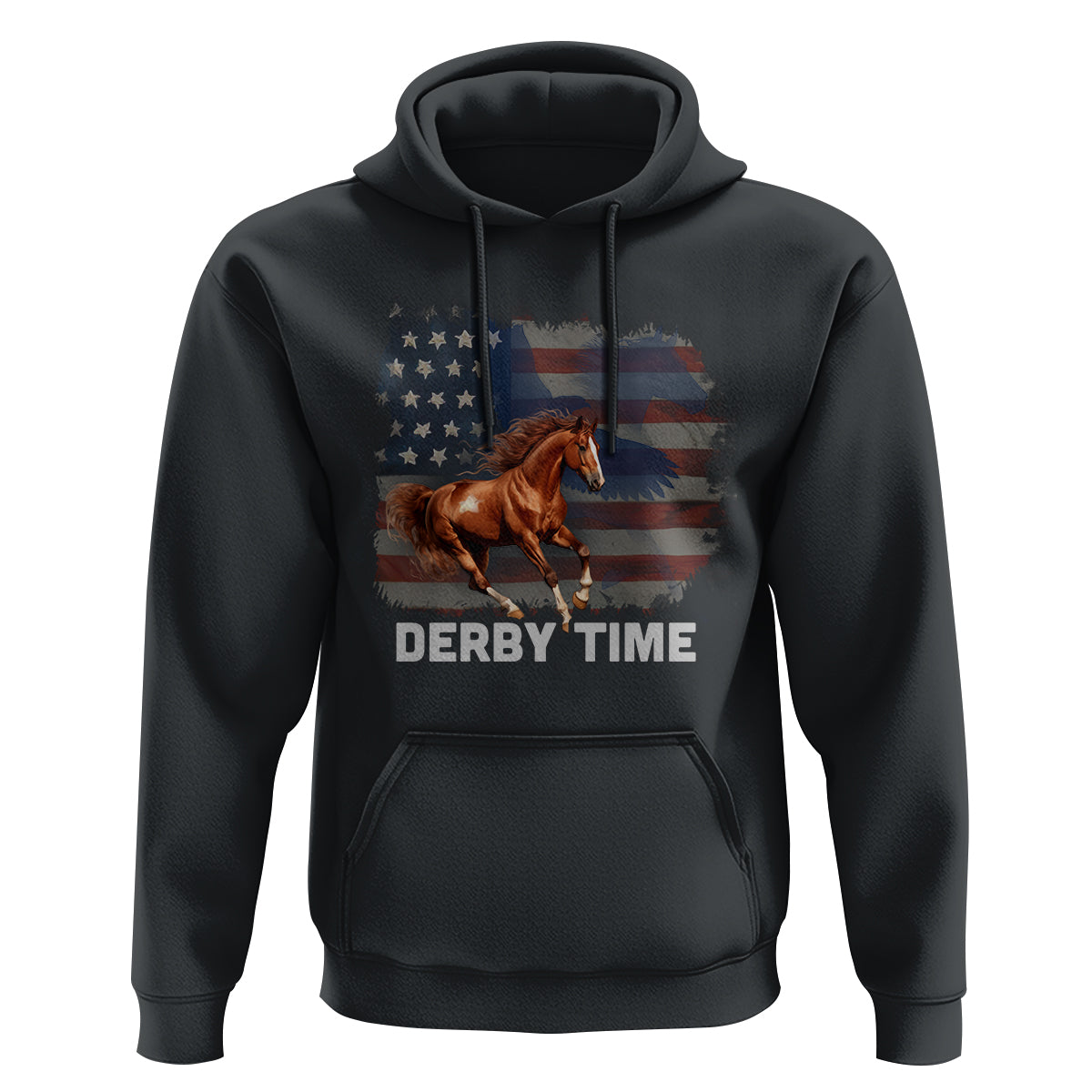 Derby Time American Flag Patriotic Horse Racing Hoodie - Wonder Print Shop