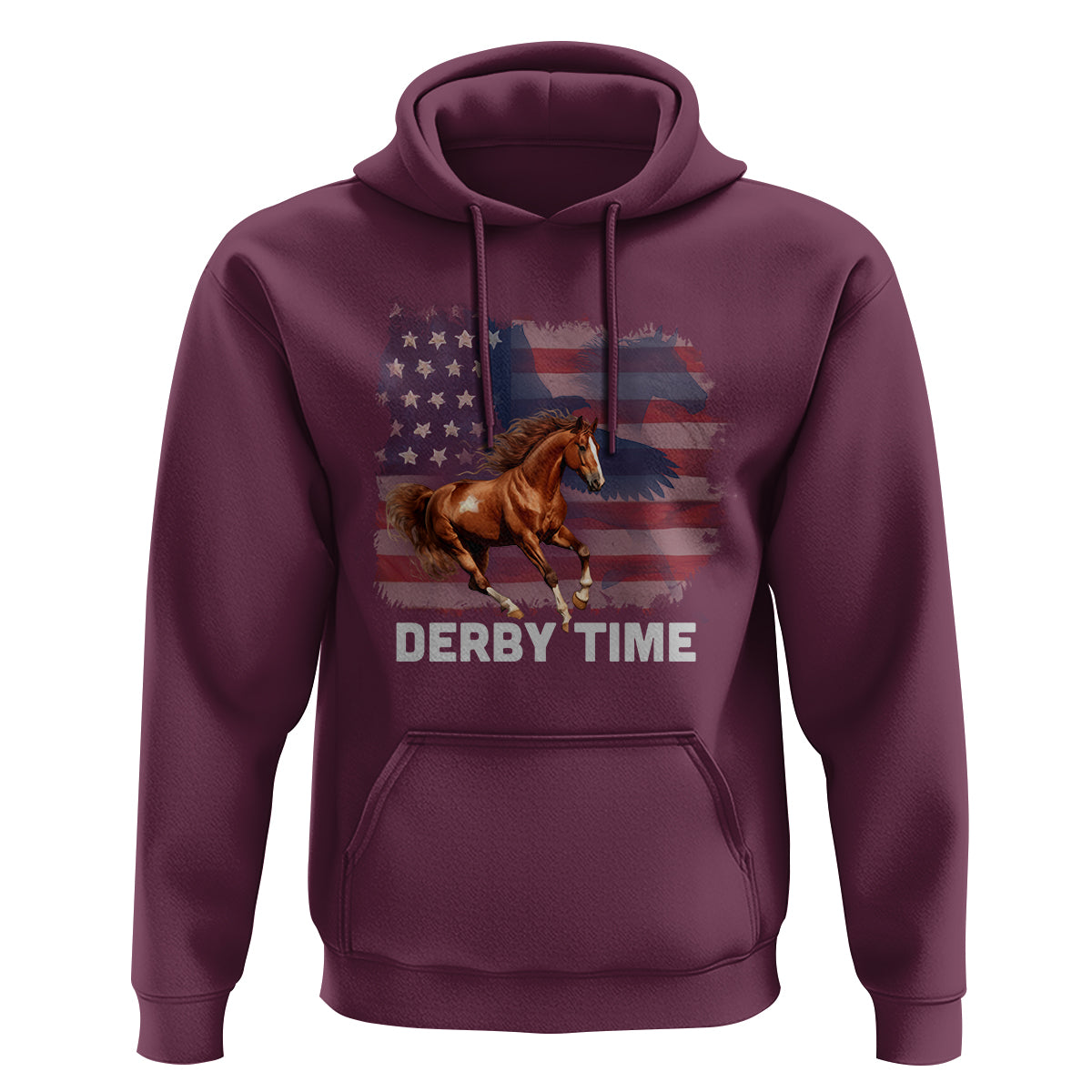 Derby Time American Flag Patriotic Horse Racing Hoodie - Wonder Print Shop