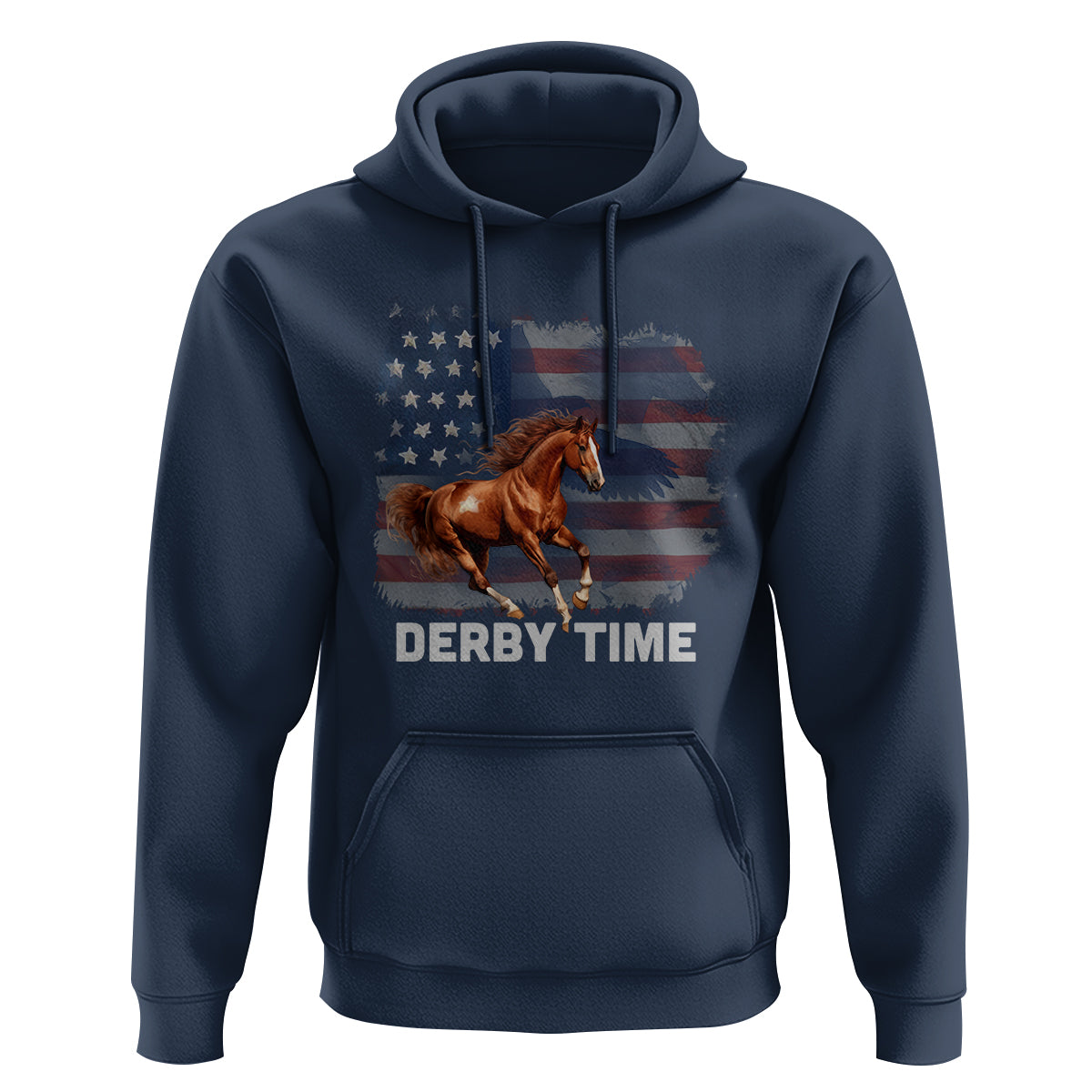 Derby Time American Flag Patriotic Horse Racing Hoodie - Wonder Print Shop