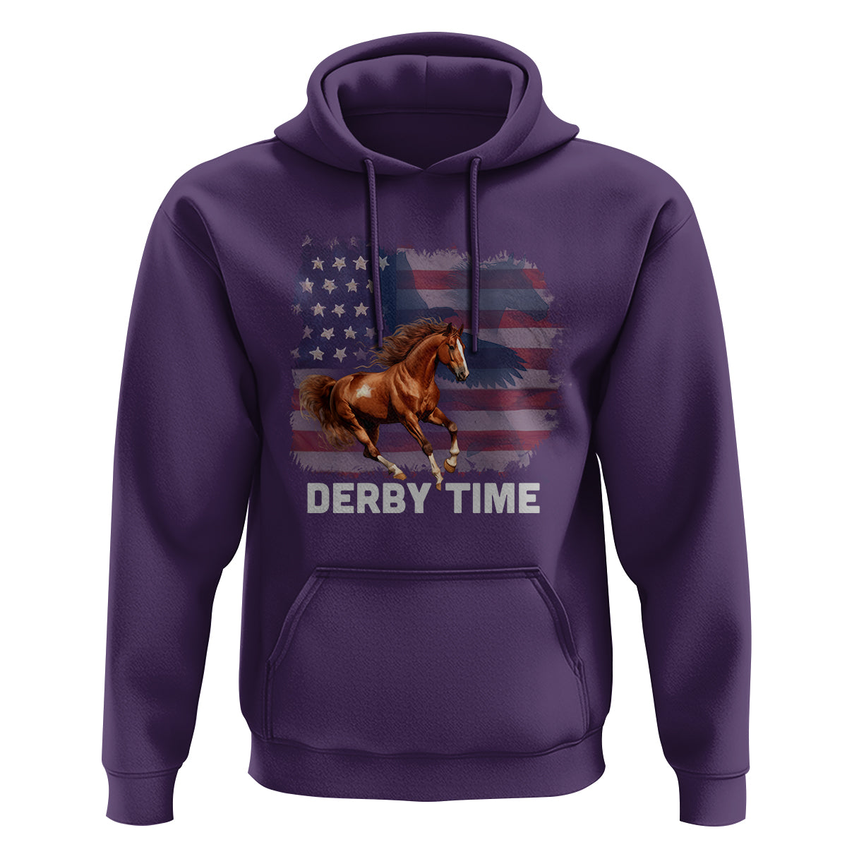 Derby Time American Flag Patriotic Horse Racing Hoodie - Wonder Print Shop