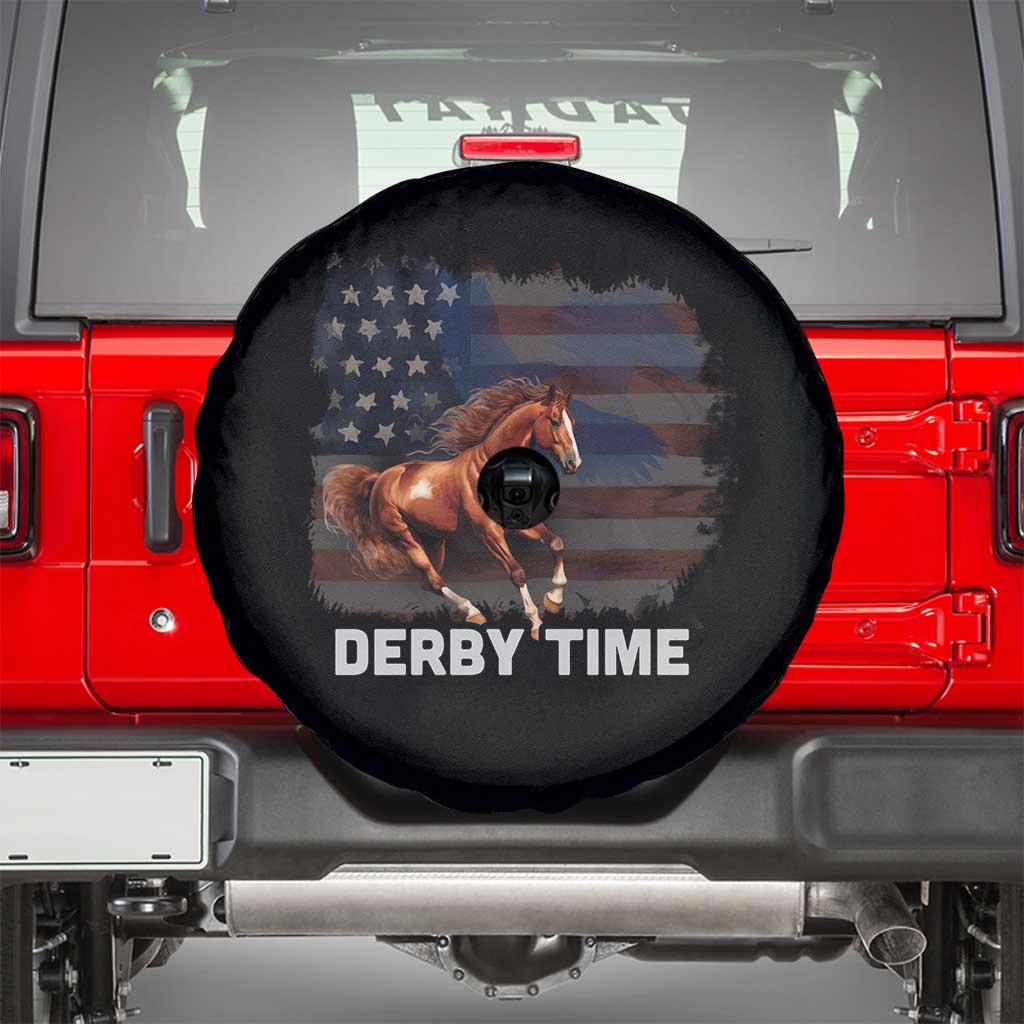 Derby Time American Flag Patriotic Horse Racing Spare Tire Cover