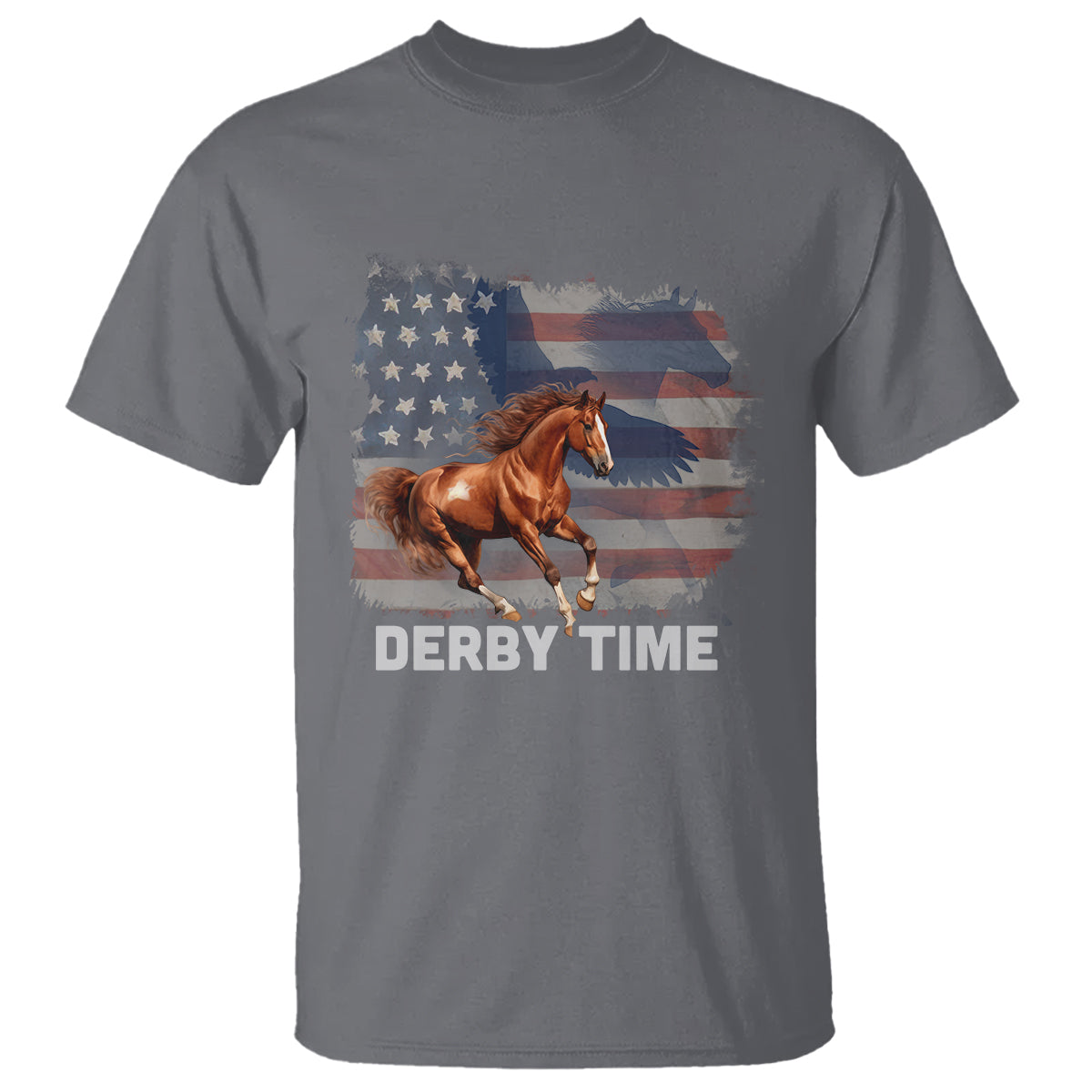 Derby Time American Flag Patriotic Horse Racing T Shirt - Wonder Print Shop