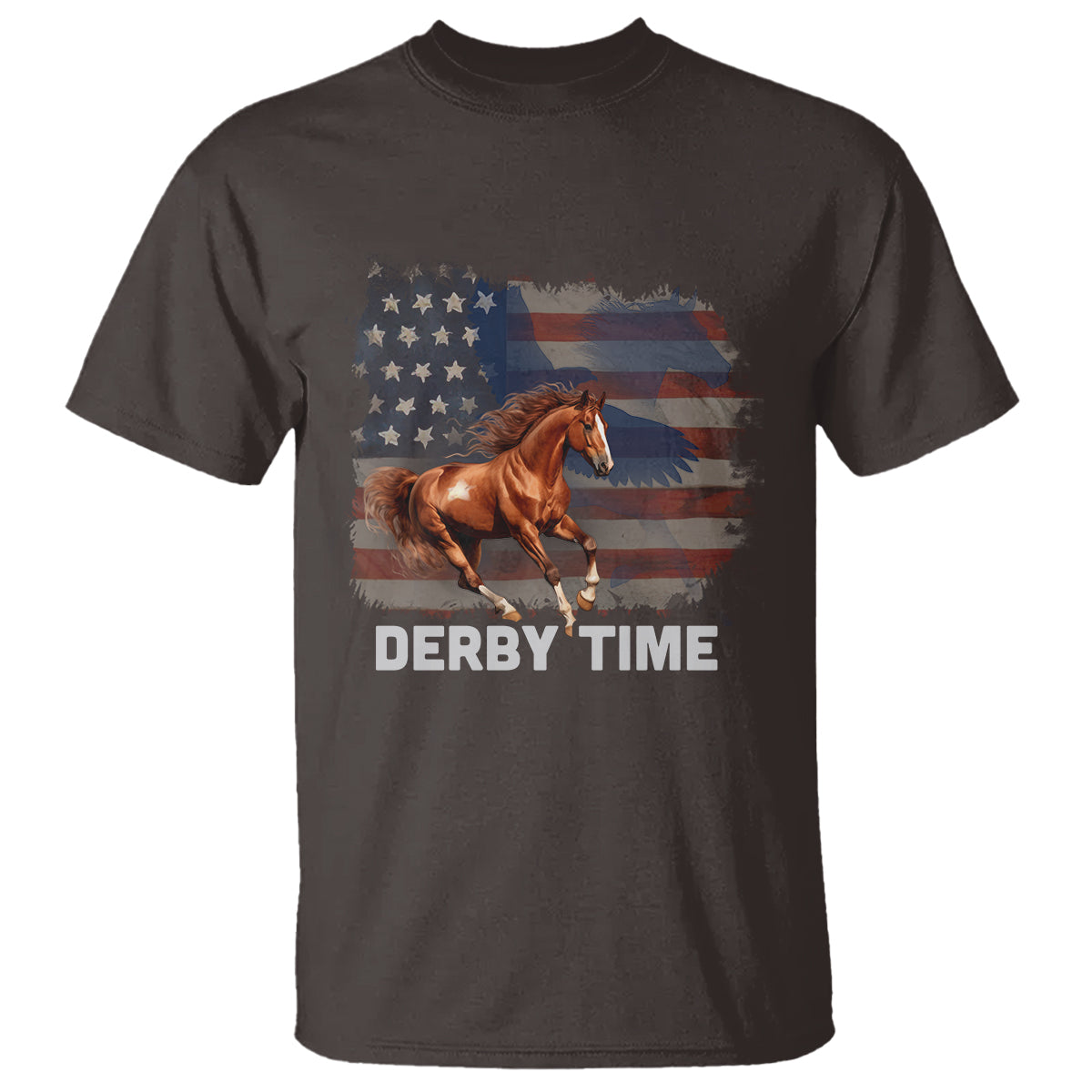 Derby Time American Flag Patriotic Horse Racing T Shirt - Wonder Print Shop