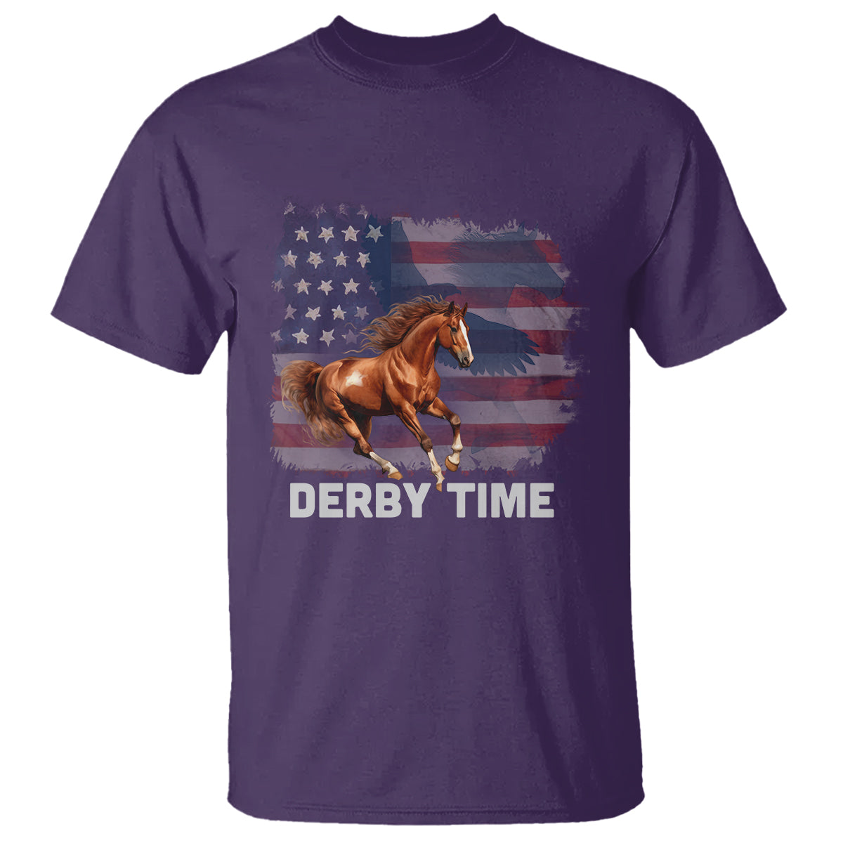 Derby Time American Flag Patriotic Horse Racing T Shirt - Wonder Print Shop