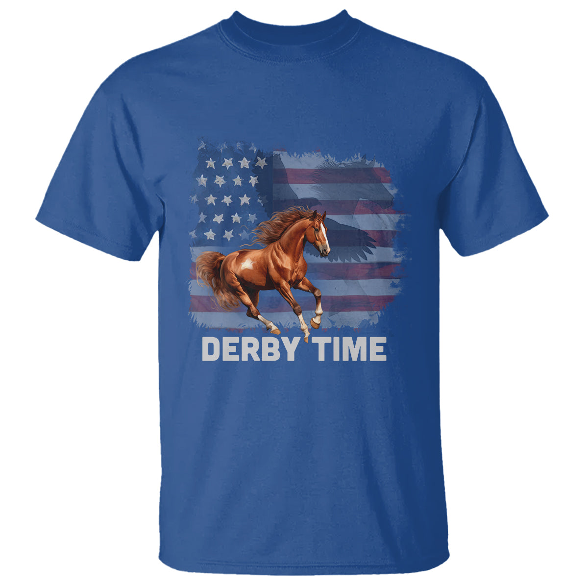 Derby Time American Flag Patriotic Horse Racing T Shirt - Wonder Print Shop