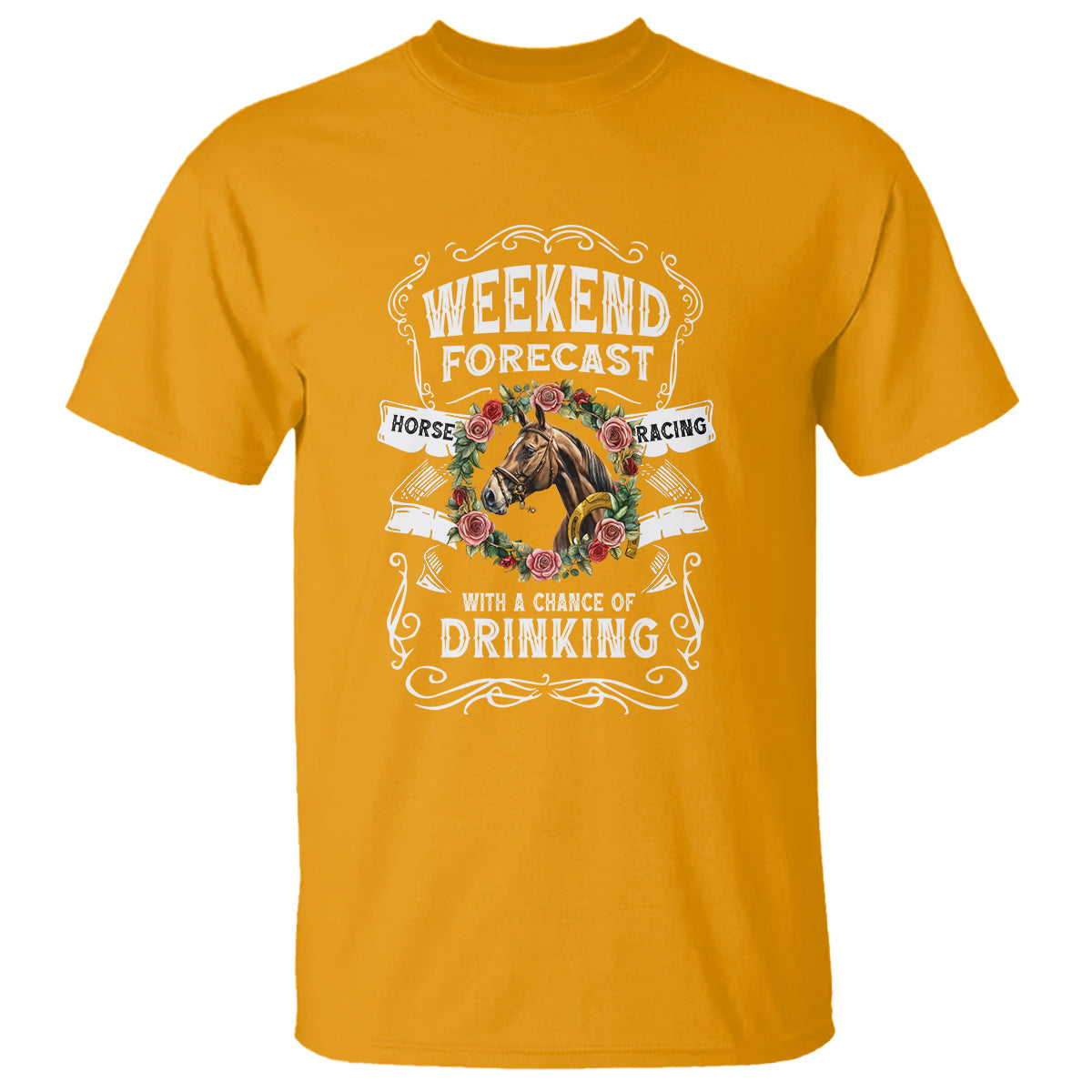 Weekend Forecast Horse Racing With A Chance Of Drinking T Shirt - Wonder Print Shop