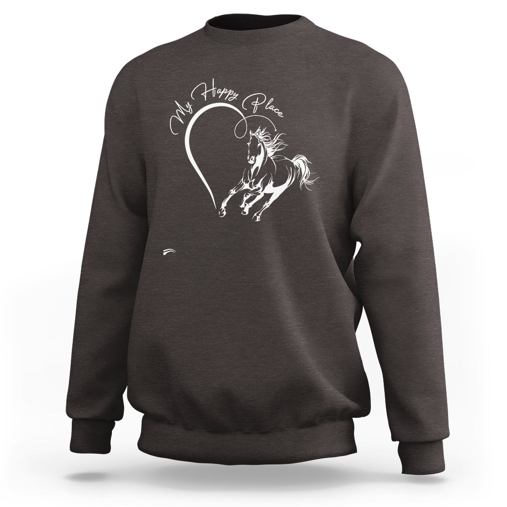 Horse Lover Sweatshirt My Happy Place Horseback Riding - Wonder Print Shop