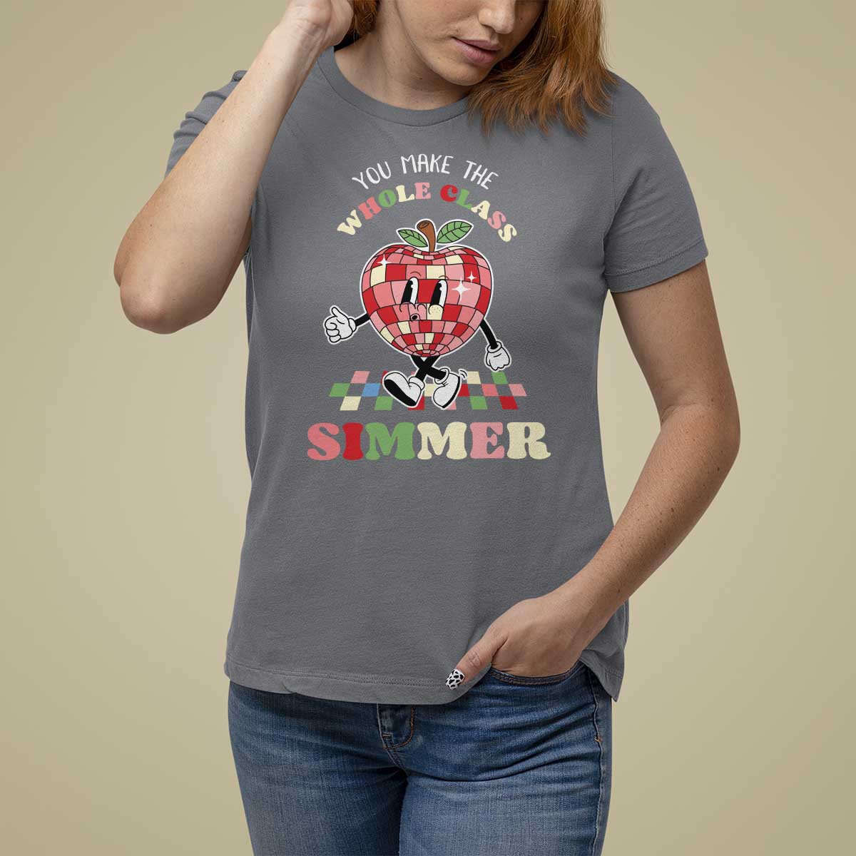 Teacher T Shirt For Women You Make The Whole Class Shimmer Retro Groovy - Wonder Print Shop