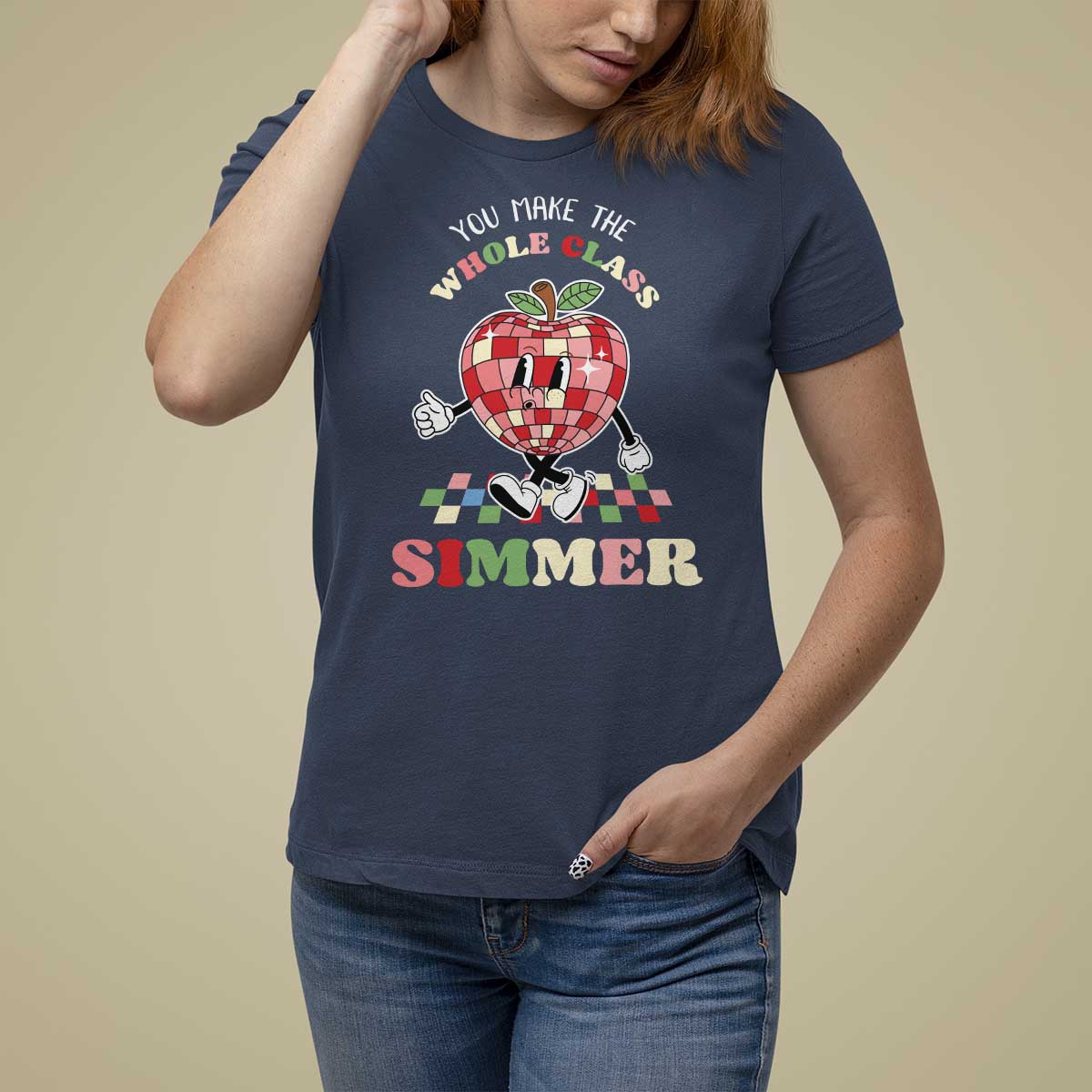 Teacher T Shirt For Women You Make The Whole Class Shimmer Retro Groovy - Wonder Print Shop
